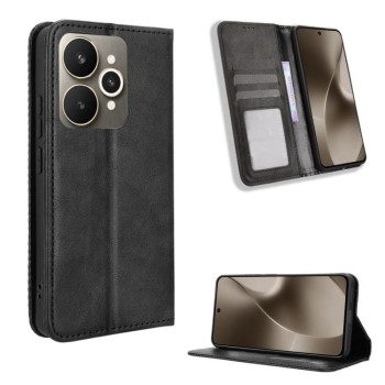Чохол-книжка Magnetic Buckle Retro Crazy Horse Texture на Realme 15 SEA — чорний