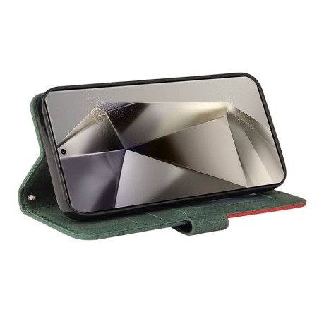 Чехол-книжка CaseNeo Splicing Dual Magnetic Buckle Leather для Samsung Galaxy S25 Ultra 5G - зеленый
