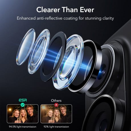 Защитное стекло на камеру ESR Armorite Camera на iPhone 16 / 16 Plus / 17 - Black