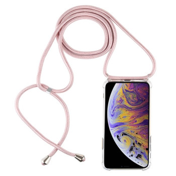 Противоударный чехол Four-Corner with Lanyard на iPhone XS Max - розовое золото