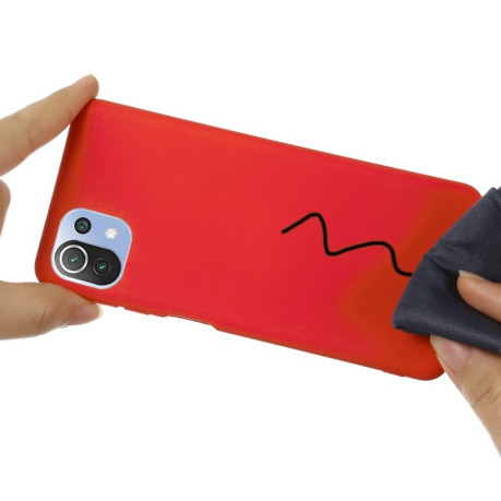 Силиконовый чехол Solid Color Liquid Silicone на Xiaomi Mi 11 Lite/Mi 11 Lite NE - красный