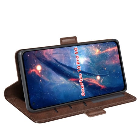 Чехол-книжка Dual-side Magnetic Buckle для OnePlus 10 Pro 5G - коричневый