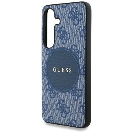 Оригинальный чехол Guess 4G Round Patch Classic Logo MagSafe для Samsung Galaxy S25 - blue