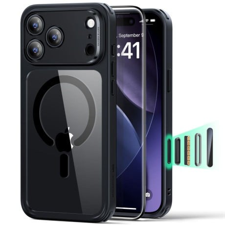 Оригінальний чохол ESR Classic Hybrid з MagSafe + накладка на клавішу на iPhone 17 Pro - Clear Black