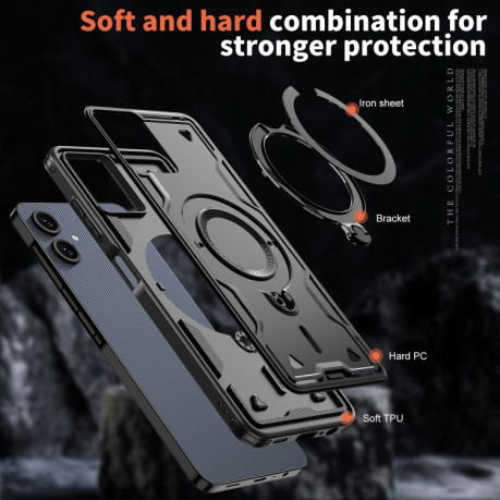 Противоударный чехол MagSafe Holder Armor PC Hybrid для Samsung Galaxy A06 4G - черный