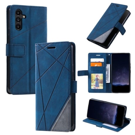 Чехол-книжка Skin Feel Splicing для Samsung Galaxy S25+ 5G - синий