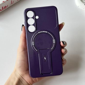 Протиударний чохол Carbon Fiber Texture (MagSafe) на Samsung Galaxy S25 FE 5G - фіолетовий