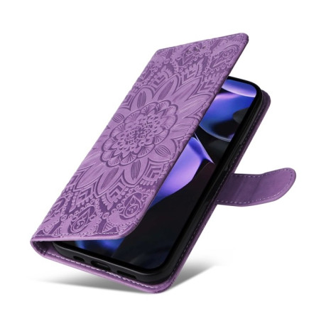 Чохол-книжка Embossed Sunflower для Google Pixel 9a - фіолетовий