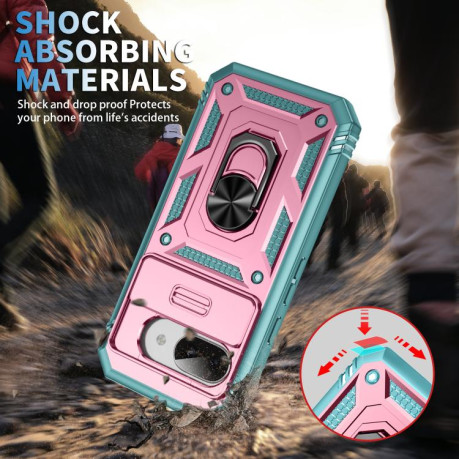 Противоударный чехол Sliding Camshield для Google Pixel 9a - Green+Pink