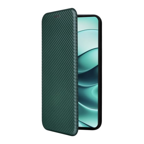 Чехол-книжка Carbon Fiber Texture на Xiaomi  Redmi Note 14 5G - зеленый