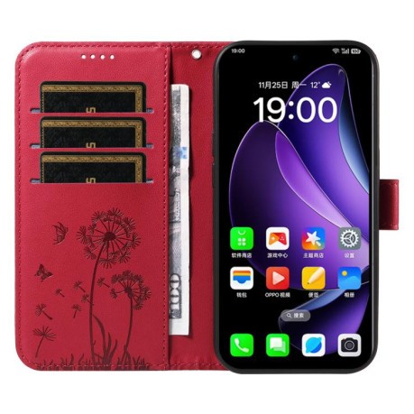 Чехол-книжка Dandelion Embossed Pattern Flip Leather для OPPO Reno13 Global - красный