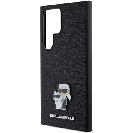 Оригинальный чехол Karl Lagerfeld Saffiano Karl &amp; Choupette Metal Pin на Samsung Galaxy S24 Ultra - Gray/gray(KLHCS24LPSAKCMPK)