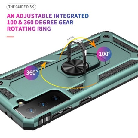 Противоударный чехол HMC 360 Degree Rotating Holder на Samsung Galaxy S21 FE - зеленый