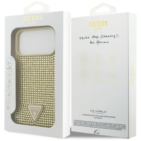Оригинальный чехол Guess Rhinestone Triangle Logo на iPhone 17 Pro Max - Gold