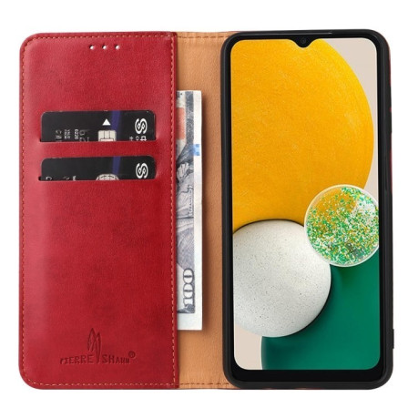 Кожаный чехол-книжка Fierre Shann Genuine leather для Samsung Galaxy A55 5G - красный
