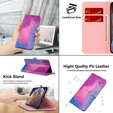 Чехол-книжка Watercolor Pattern для Samsung Galaxy M53 5G - Purple Red