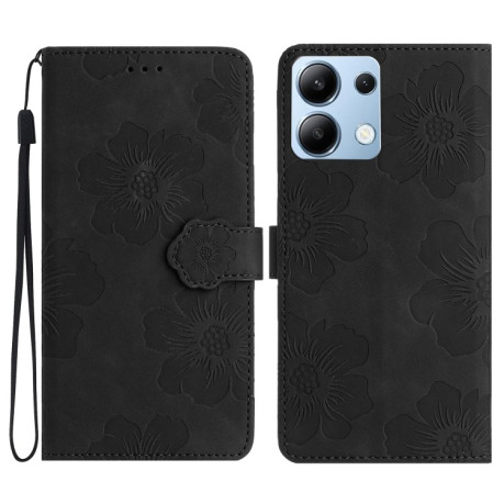 Чохол-книжка Flower Embossing Pattern для Xiaomi Redmi Note 14 4G - чорний