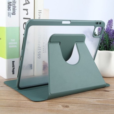 Чехол-книжка GEBEI Acrylic TPU 3-folding Rotating Smart Tablet Leather для iPad Pro 13 2024 - зеленый