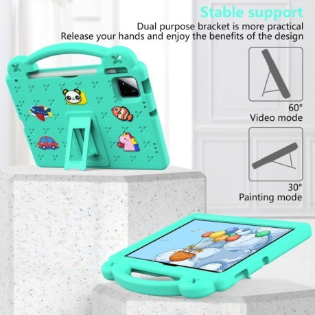 Противоударный чехол EVA Handle Kickstand Children для Xiaomi Pad 7 / 7 Pro 2024 - зеленый