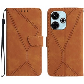 Чехол-книжка Stitching Embossed Leather для  Xiaomi Redmi 13 4G - коричневый