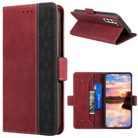 Чехол-книжка Stitching Side-Magnetic RFID для Samsung Galaxy S23 5G - красный