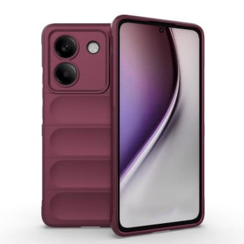 Силиконовый чехол Magic Flannel для Xiaomi Poco M7 Pro 5G - винно-красный