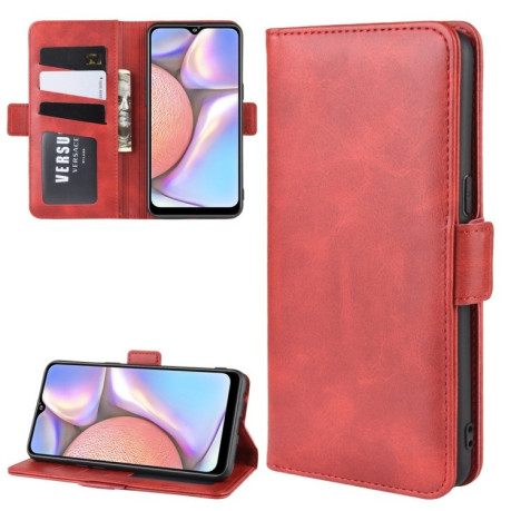 Шкіряний чохол-книжка Dual-side Magnetic Buckle на Samsung Galaxy A10s-червоний