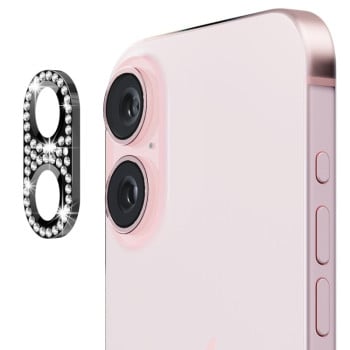 Захисне скло на камеру ENKAY Hat-Prince Blink Diamond Camera Lens Aluminium Alloy для iPhone 16 / 16 Plus - черне