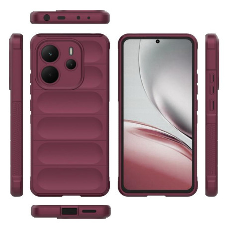Силіконовий чехол Magic Flannel для Xiaomi Redmi Note 14 4G 164.84mm - винно-червоний