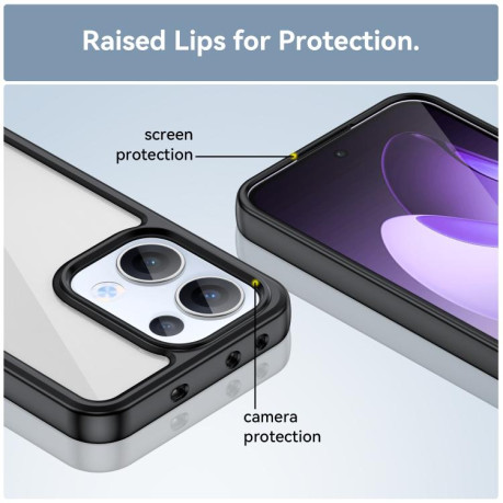 Противоударный чехол  Colorful Acrylic Series с цветной силиконовой боковиной на OPPO Reno13 Global - черный