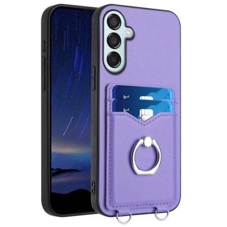 Противоударный чехол R20 Ring Card Holder для Samsung Galaxy F15 / M15 - фиолетовый