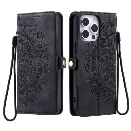 Чехол-книжка Totem Embossed Magnetic Leather для iPhone 16 Pro Max - черный