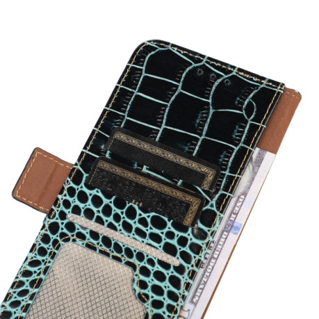 Кожаный чехол-книжка Crocodile Top Layer на  iPhone 14 Pro Max - зеленый
