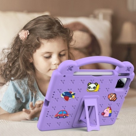 Противоударный чехол EVA Handle Kickstand Children для Xiaomi Pad 7 / 7 Pro 2024 - фиолетовый