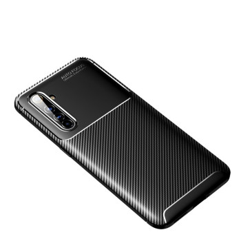 Ударозащитный чехол HMC Carbon Fiber Texture на Realme X50 Pro - черный