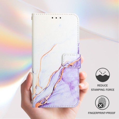 Чехол-книжка PT003 Marble Pattern на OnePlus Nord N30 SE 5G - бело-фиолетовый