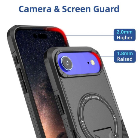 Противоударный чехол Armor Magsafe Holder PC Hybrid TPU для iPhone Air - черный