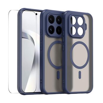 Чехол ENKAY Hat-Prince с MagSafe матовый+стекло на Xiaomi 17T 5G — синий