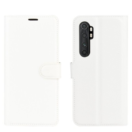 Чехол-книжка Litchi Texture на Xiaomi Mi Note 10 Lite - белый