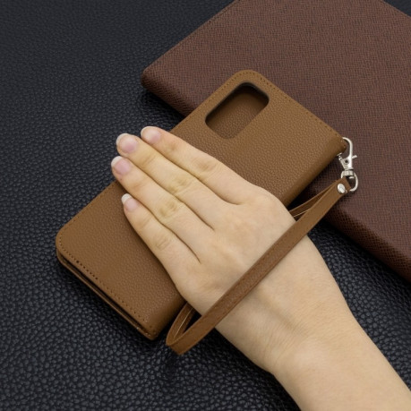 Чохол-книжка Litchi Texture Pure Color на Samsung Galaxy S20-коричневий