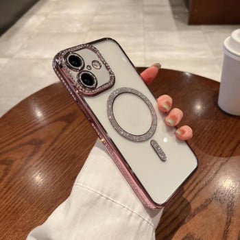 Чохол протиударний Diamond Gradient Plated MagSafe для iPhone 17 - рожевий