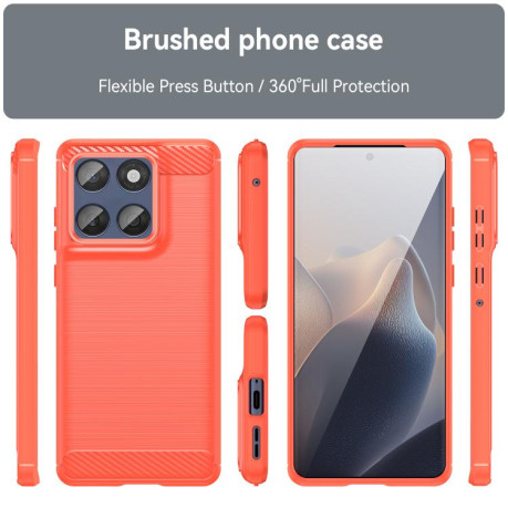 Протиударний чохол Brushed Texture Carbon Fiber на Motorola Edge 60 Fusion - червоний