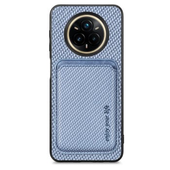 Чехол Carbon Fiber Leather Card Magnetic на Realme 14 Pro+ - синий