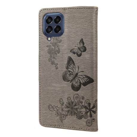Чехол-книжка Floral Butterfly для Samsung Galaxy M53 5G - серый