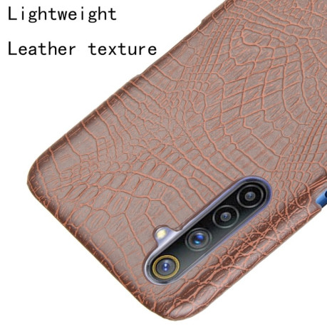 Ударопрочный чехол Crocodile Texture на Realme 6 - коричневый