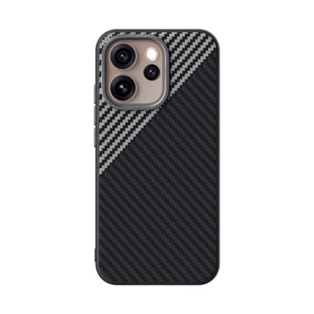 Карбоновий чохол ABEEL C Carbon Fiber Series фактура 6D Micro Relief з MagSafe для OPPO Reno15 Pro 5G Global — чорний/сірий
