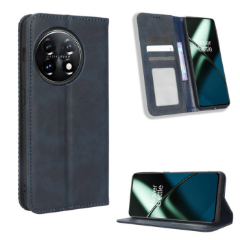 Чехол-книжка Magnetic Buckle Retro Crazy Horse Texture для OnePlus 11R / Ace 2 - синий