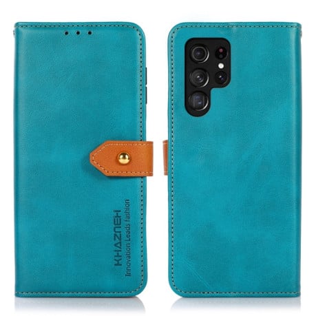 Чехол-книжка KHAZNEH Dual-color Cowhide для Samsung Galaxy S24 Ultra 5G - синий