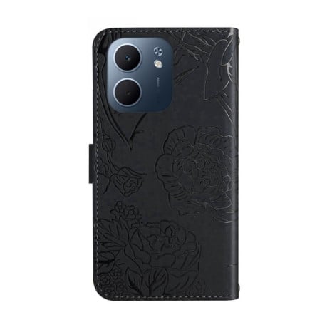 Чехол-книжка с мягкой фактурой и тиснением Butterfly на OPPO A5x 4G Global / 5G Global - черный