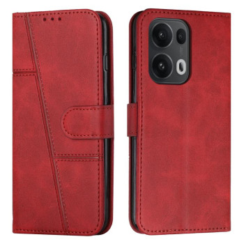 Чохол-книжка з прострочкою та фактурою Calf на OPPO Reno13 Pro 5G Global - червоний